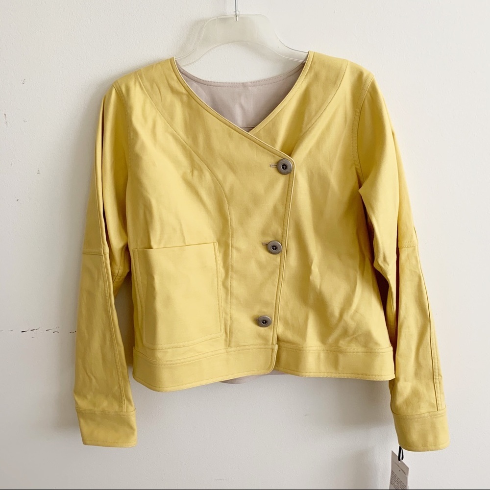 Worth Collection New Reversible Crop Jacket yellow
